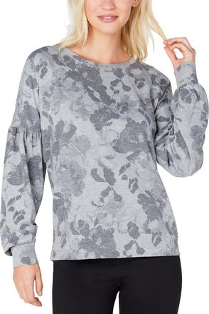 Ideology Womens Floral-Print Sweatshirt Grey Size Small