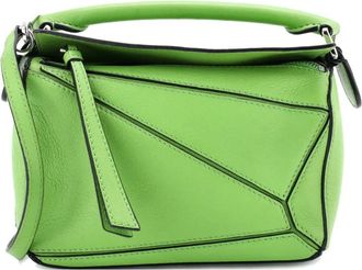 Loewe Borsa a tracolla Puzzle mini in pelle - Verde