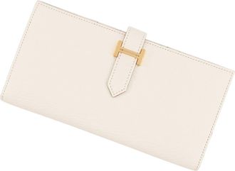 Herm&egrave;s Ivory Chevre Leather Long Wallet (Bi-Fold) (Pre-Owned)
