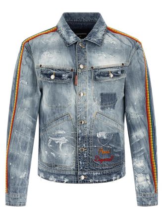Dsquared2 Blue Distressed Shirt Collar Jacket