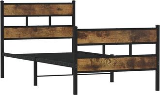vidaXL Metal Bed Frame without Mattress Smoked Oak 90x200 cm vidaXL