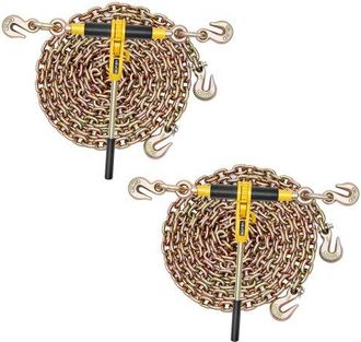 OEM Cadena Tensora Con Trinquete, Juego De 2, Capacidad 3629 Kg Con Cadena 8 Mm X 3,9 M Compatible 8 A 10 Mm, Tensor De Cadena Con Trinquete Y Ganchos Aju