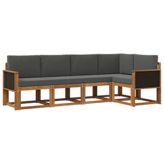 vidaXL Conjunto De Sof&aacute;s De Exterior 5 Pcs Natural Y Antracita Vidaxl