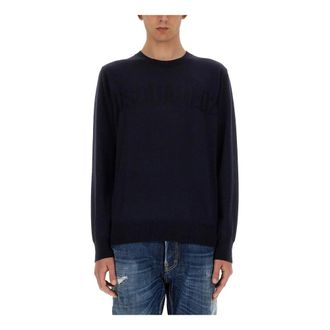 Dsquared2 Round-neck Knitwear, male, Blue, Size: XL Crewneck Pullover