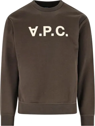 A.P.C. Brown Organic Cotton Ribbed Crewneck Sweatshirt