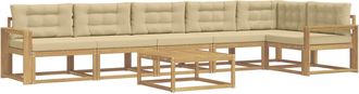 vidaXL Conjunto De Sof&aacute;s De Exterior 7 Uds. Y Beige Poli&eacute;ster Vidaxl