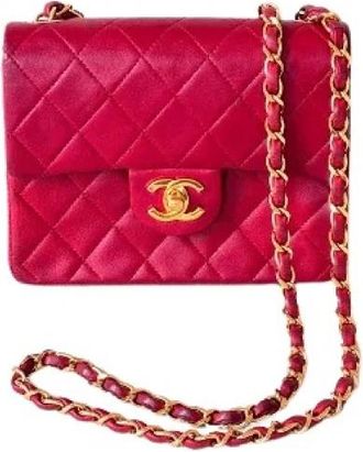 Chanel Pre-owned Timeless Mini-Square Tas - Dames - Vintage Schoudertas - Roze - ONE Size - Leer - Vintage