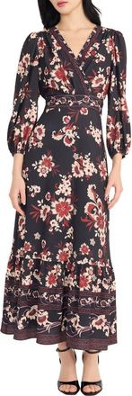 Donna Morgan Tiered Maxi Dress in Black/Light Rust at Nordstrom Rack, Size 14