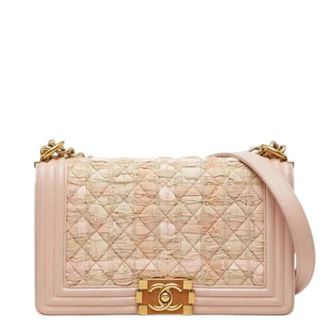 Chanel Pre-owned Vintage Tweed Schoudertas - Dames - Pre-owned - Roze - Maat: ONE Size Tweed