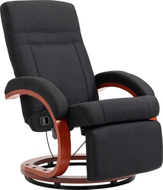 HOMCOM Manual Recliner Swivel Reclining Chair with Footrest Armrests Black | TJ Hughes