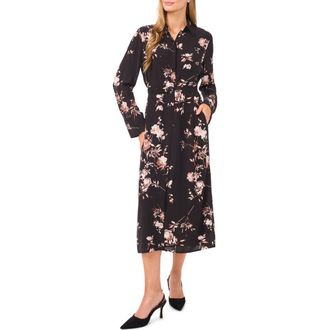 Ted Baker Mina Long Sleeve Midi Shirtdress in Rich Black at Nordstrom, Size X-Large