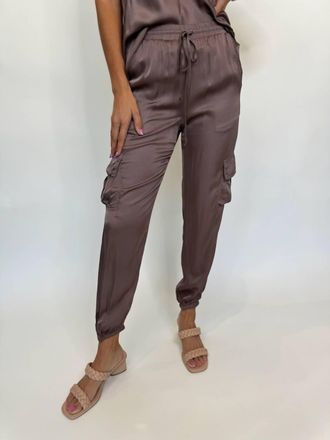River + Sky Eco-Satin Harlow Pants In Brown