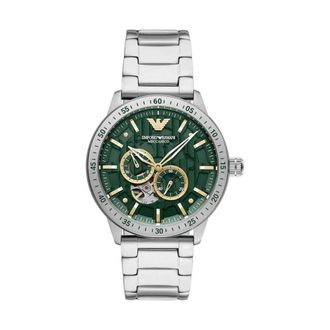 Emporio Armani Accessoires, Heren, Grijs, ONE Size, Mario 43 mm Automatisch Horloge
