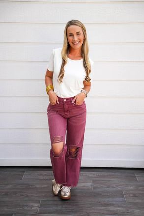 Flying Monkey Super High Rise 90s Vintage Crop Flare Jeans In Russet Brown