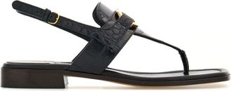 Ferragamo Gancini-buckle leather sandals - women - CALFSKIN/Lamb Skin - 5C - Black