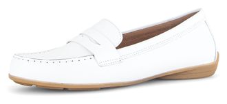 Gabor Mokassin GABOR, Damen, Gr. 35, weiss (wei&szlig;), Kalbsleder, unifarben, Schuhe Mokassin, Halbschuh, Businessschuh, Schlupfeschuh mit Zierriegel