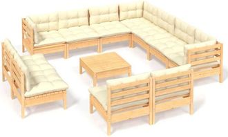 vidaXL Muebles De Jard&iacute;n 12 Piezas Cojines Madera Maciza De Pino Vidaxl