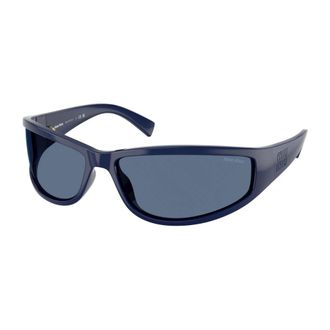 Miu Miu Onregelmatige Wraparound Zonnebril - Dames - Accessoires - Blauw - Maat: 69 MM
