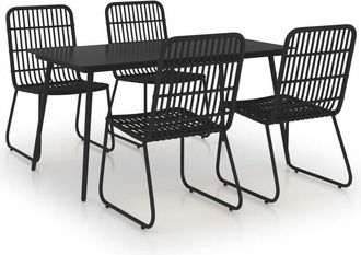 vidaXL Juego De Comedor Para Jard&iacute;n 5 Piezas Rat&aacute;n Sint&eacute;tico Y Vidrio Vidaxl