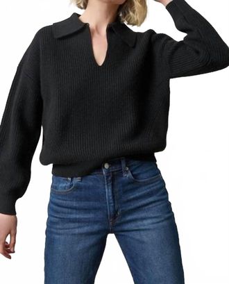 Lilla P Keyhole Rib Sweater In Black