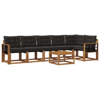 vidaXL Conjunto De Sof&aacute;s De Exterior Con Coj&iacute;n 7 Pcs Natural Y Negro Vidaxl