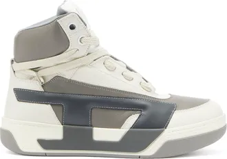 Diesel S-D-Ollie - High-top leather sneakers with D logo - Sneakers - Man - White