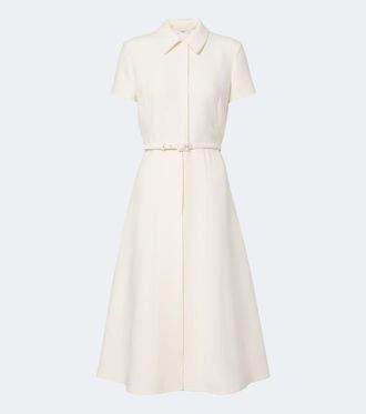 Fendi Abito midi in lana e seta con cintura