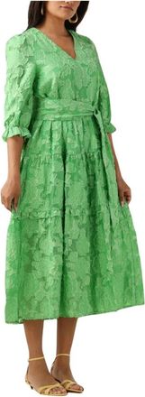 Selected Groene Wikkeljurk voor Zonnige Dagen - Dames - Maxi kleedjes - Groen - XS - Kleedjes
