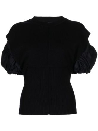3.1 Phillip Lim Poplin-Combo Puff-Sleeve top - Black