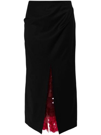 16Arlington Zure sequin-underlay midi skirt - Red