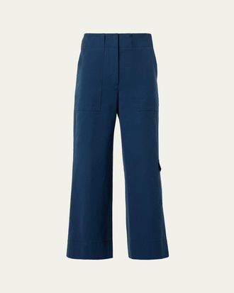 Akris Cliff Seersucker Straight-Leg Crop Cargo Pants