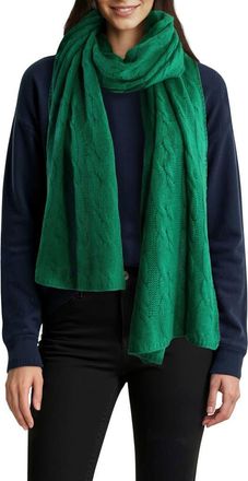 Portolano Cashmere Cable Knit Scarf in Bright Jade at Nordstrom Rack