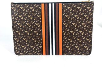 Burberry Brown Orange Leather Clutch Bag Pouch (Pre-Owned)