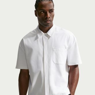 Nike Mens 24.7 PerfectStretch Dri-FIT UV Button-Up Shirt in White | IF2734-100