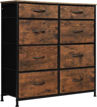 Woltu Modern 8 Fabric Drawer Chest of Drawers Rustic Brown + Black