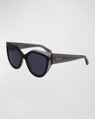 Ferragamo Classic Logo Acetate Cat-Eye Sunglasses