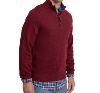 Southern Tide Oakatie Quarter Zip Sweater In Heather Muscadine
