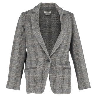 Isabel Marant Etoile Charly Herringbone Blazer in Grey Wool