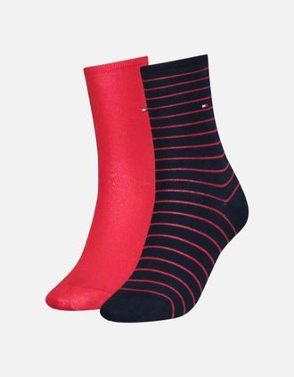 Tommy Hilfiger Womens 2-Pack Small Stripe Womens Socks, Red/Navy - Size: 2/2.5/5/4.5/4/3.5/3