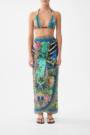 Camilla Draped Wrap Maxi Sarong With Tie Waist in Animal Alchemy at Nordstrom, Size Small
