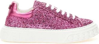 Casadei Roze Kristallen Sneaker met Kettingzool - Dames - Sneakers - Roze - 35 EU - Leer - Schoenen