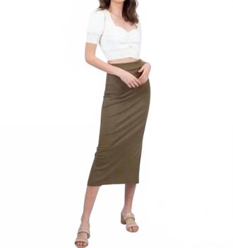 Free People Highlands Tube Midi Skirt In Army