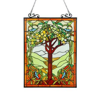 Chloe Lighting OLEA Tiffany-glass Fruits of Life Window Panel 18x25
