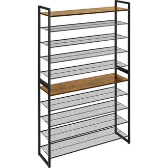Yaheetech Homevive Zapatero Modular De 10 Niveles Organizador De Zapatos De Metal Capacidad De 40 Pares Para Entrada Sal&oacute;n Cocina Trastero, Marr&oacute;n R&uacute;stico