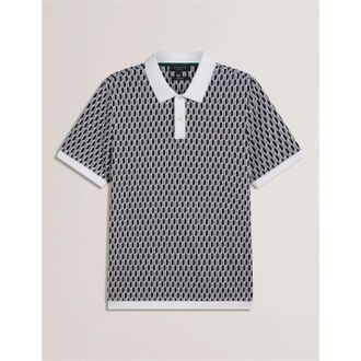 Ted Baker Heren Ted Baker Geo Regular Fit Polo Shirt in Middelblauw