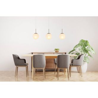 Netlighting Kop Bar Pendant Nickel Balls Alabaster Optic Glass Shade 3x E27 in Grey