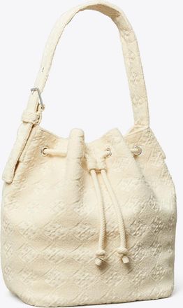 Tory Burch Womens T Monogram Terry Oversized Bucket Bag, One Size