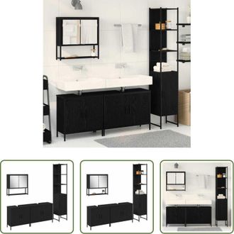 vidaXL Armadi per lavandino - Set di mobili per il bagno 4 pcs Nero Legno multistrato