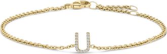 House of Brilliance 10K Gold Diamond Accent A-Z Initial Charm and Link Bracelet in Yellow | U at Nordstrom