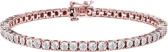 House of Brilliance 10K Rose Gold Plated.925 Sterling Silver 1.0 Cttw Miracle-Set Diamond Round Faceted Bezel Tennis Bracelet (I-J Color, I3 Clarity) - 10